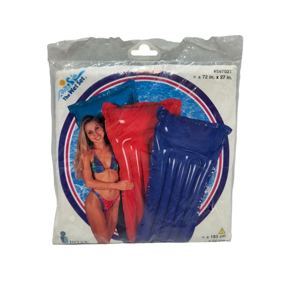 NEW The Wet Set 59702T Light Blue Inflatable Pool Raft Float 72”x27" 1997 Intex